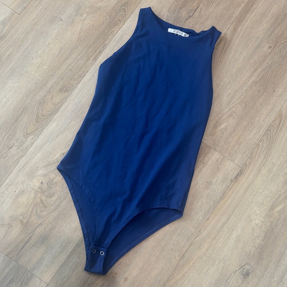 REORIA SLINKY ROYAL BLUE HIGH NECK TANK BODYSUIT